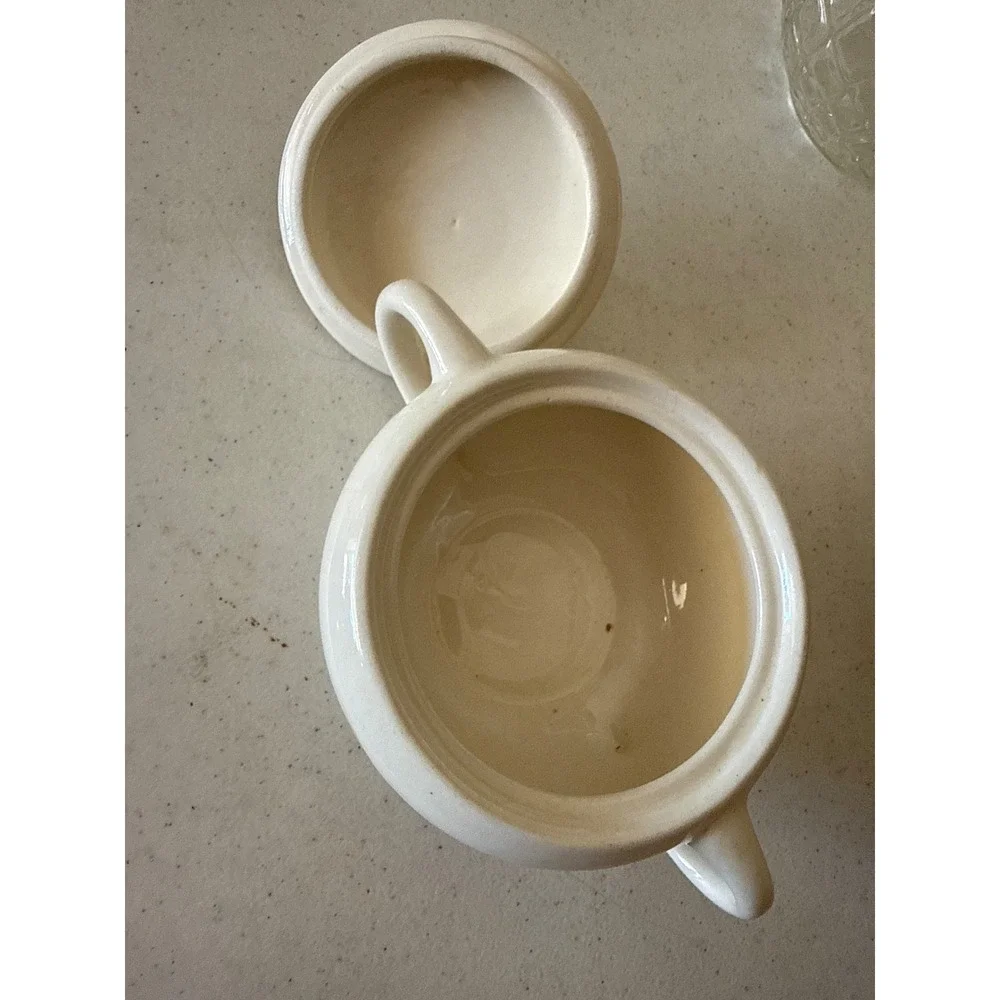 Vintage Golden Wheat Ceramic Sugar Bowl with Lid Double Handle Cream Gold Trim‎